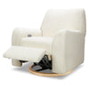 M24087CMSGLB,Nursery Works,Sunday Power Recliner and Swivel Glider in Cream Shearling w/ Light Wood Base