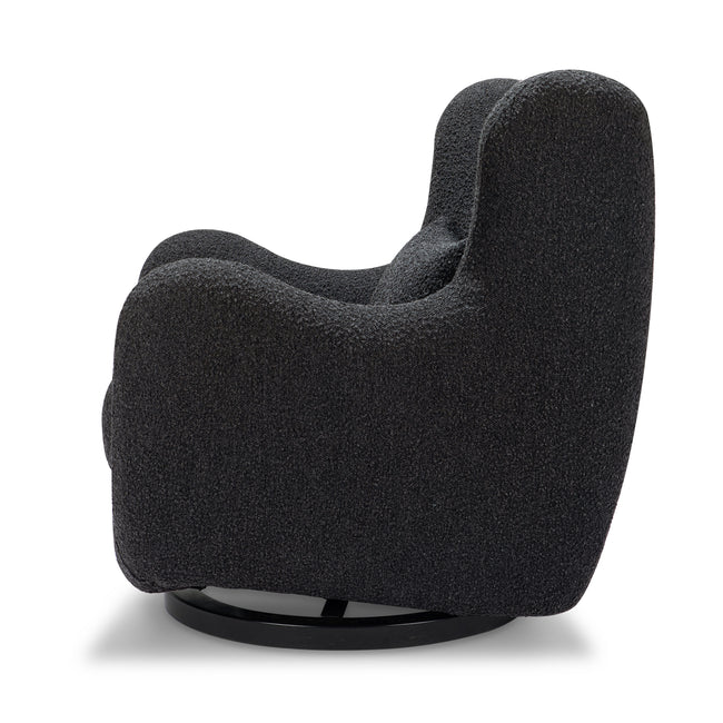 M24187BKBBB,Nursery Works,Solstice Swivel Glider in Black Boucle w/Black Wood Base