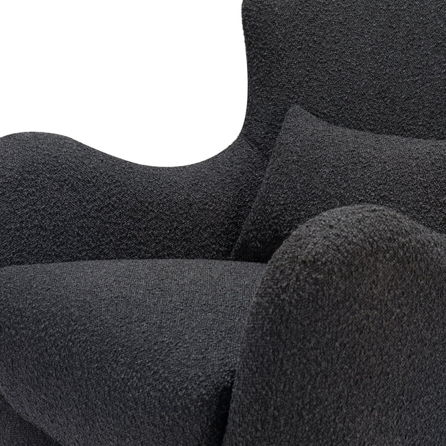 M24187BKBBB,Nursery Works,Solstice Swivel Glider in Black Boucle w/Black Wood Base