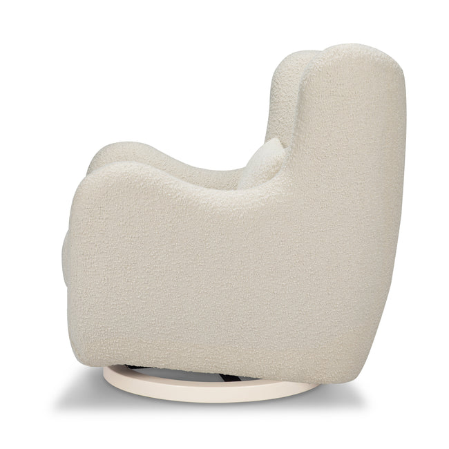 M24187WBIB,Nursery Works,Solstice Swivel Glider in Ivory Boucle w/Ivory Wood Base