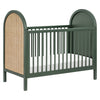 M25601FRGRNC,Babyletto,Bondi Cane 3-in-1 Convertible Crib w/ Toddler Bed Kit in Forest Green w/ Natural Cane