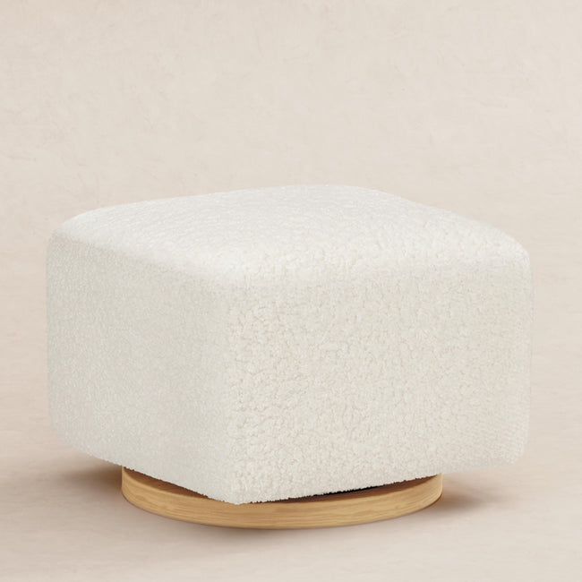M26385CMSGLB,Babyletto,Kiwi Gliding Ottoman in Cream Shearling with Light Wood Base