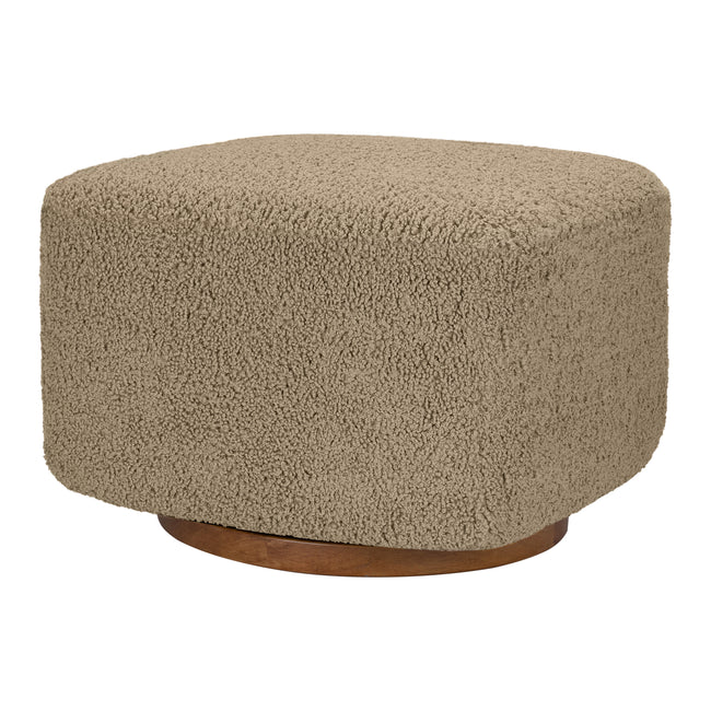 M26385LTDB,Babyletto,Kiwi Gliding Ottoman in Latte Teddy Loop w/ Dark Wood Base