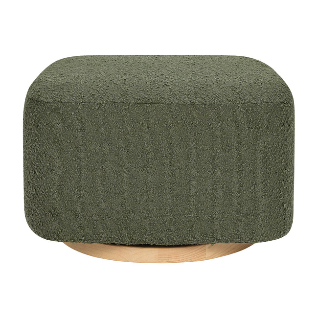 M26385OBLB,Babyletto,Kiwi Gliding Ottoman in Olive Boucle w/ Light Wood Base