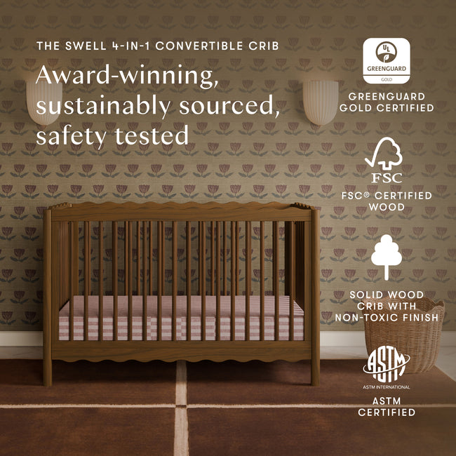 M27901NL,Babyletto,Swell 4-in-1 Convertible Crib w/Toddler Conversion Kit in Natural Walnut