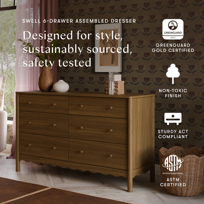 M27916NL,Babyletto,Swell 6-Drawer Assembled Dresser in Natural Walnut