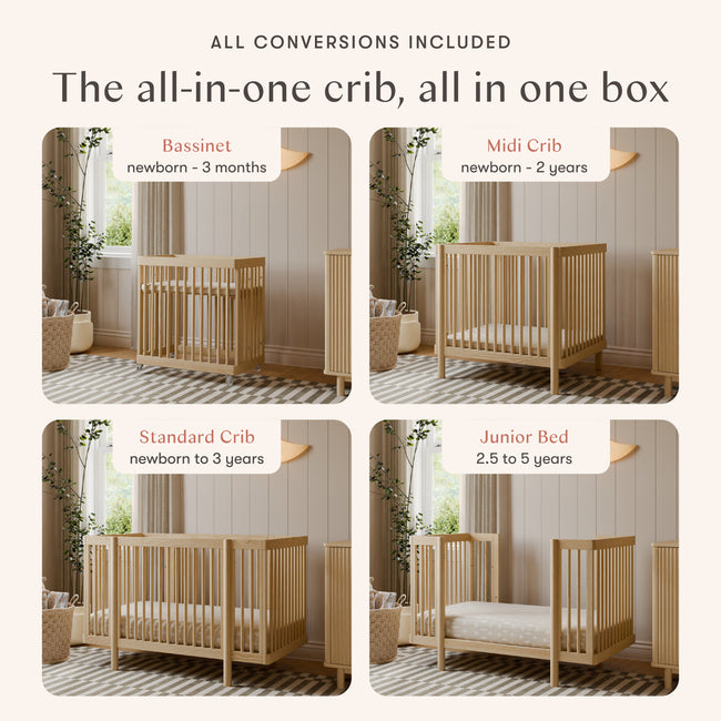 M29880BD,Babyletto,Pogo 8-in-1 Convertible Crib w/All-Stages Conversion Kits in Blonde