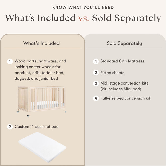 M30880NX,Babyletto,Rolli 9-in-1 Convertible All-Stages® Crib w/ Bassinet & Toddler Bed Kits in Washed Natural