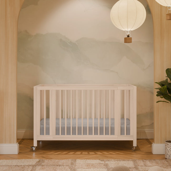 M30880NX,Babyletto,Rolli 9-in-1 Convertible All-Stages® Crib w/ Bassinet & Toddler Bed Kits in Washed Natural