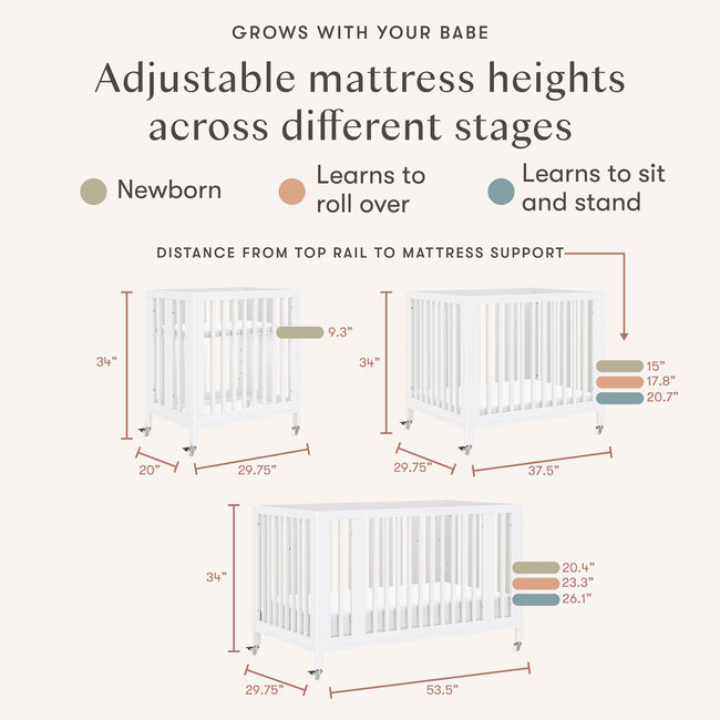 M30880W,Babyletto,Rolli 9-in-1 Convertible All-Stages® Crib w/ Bassinet & Toddler Bed Kits in White
