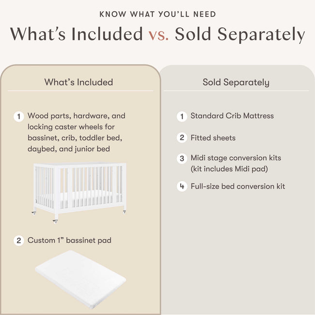 M30880W,Babyletto,Rolli 9-in-1 Convertible All-Stages® Crib w/ Bassinet & Toddler Bed Kits in White