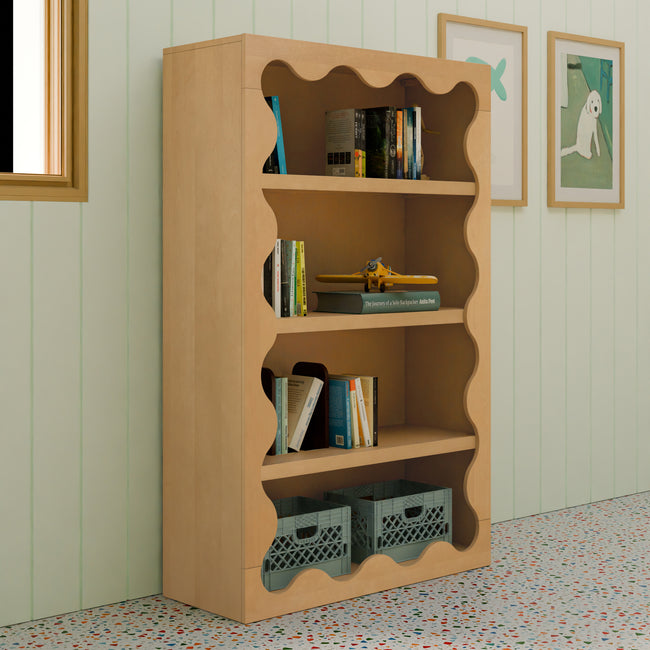 M31111HY,Babyletto Kids,Lido Wave Bookcase in Honey