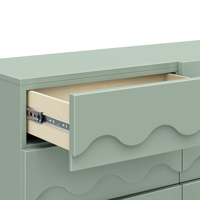 M31116LSHY,Babyletto Kids,Lido Wave 6-Drawer Assembled Dresser in Light Sage and Honey