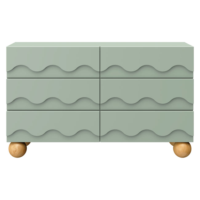 M31116LSHY,Babyletto Kids,Lido Wave 6-Drawer Assembled Dresser in Light Sage and Honey