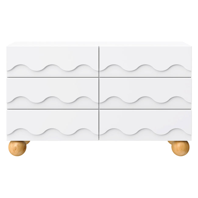 M31116WHY,Babyletto Kids,Lido Wave 6-Drawer Assembled Dresser in White and Honey