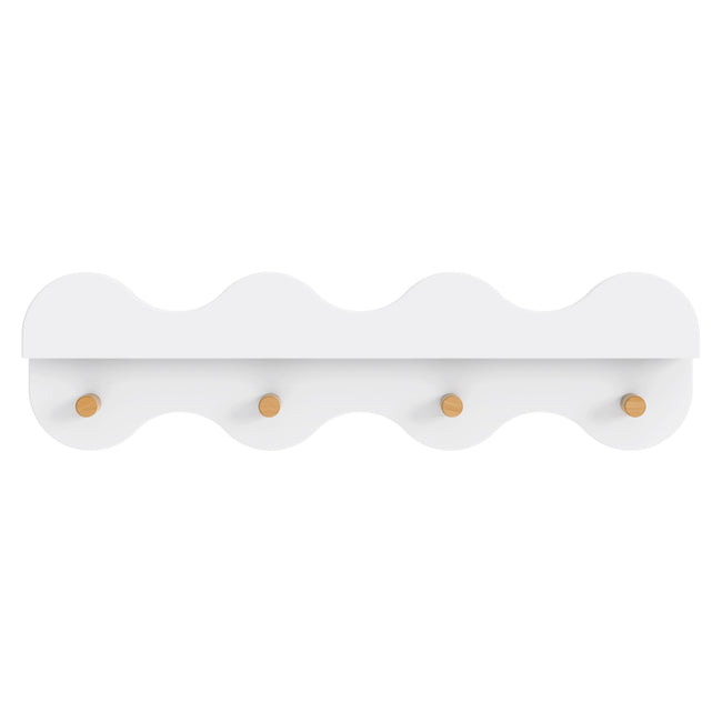 M31125WHY,Babyletto Kids,Lido Wave Book Shelf with Hooks in White and Honey