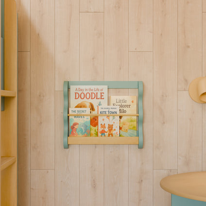 M31130LSHY,Babyletto Kids,Lido Wave Book Rack in Light Sage and Honey