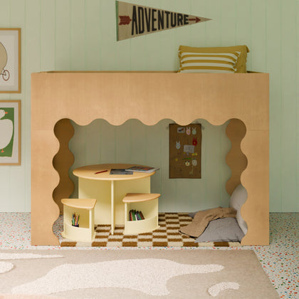 M31171HY,Babyletto Kids,Lido Wave Low Loft Twin Bed in Honey