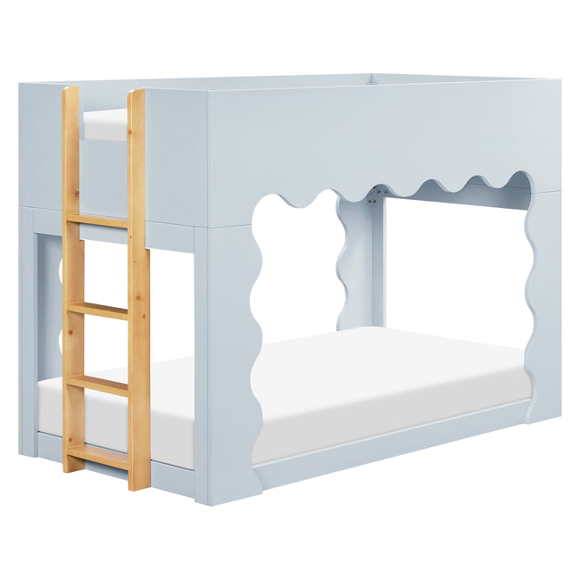 M31171PBHY,Babyletto Kids,Lido Wave Low Loft Twin Bed in Powder Blue and Honey