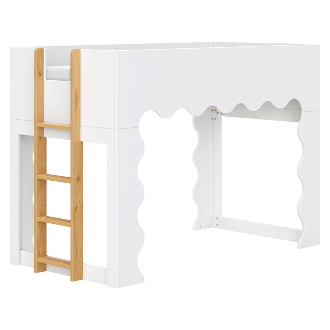 M31171WHY,Babyletto Kids,Lido Wave Low Loft Twin Bed in White and Honey