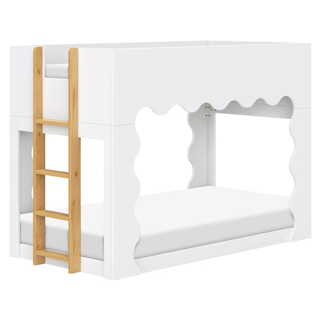 M31171WHY,Babyletto Kids,Lido Wave Low Loft Twin Bed in White and Honey