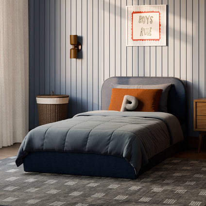 M31269PVET,Babyletto Kids,Nara Twin Bed in Performance Navy Eco-Twill