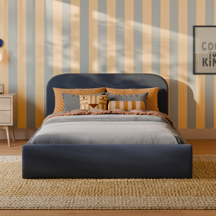M31296PVET,Babyletto Kids,Nara Full Bed in Performance Navy Eco-Twill