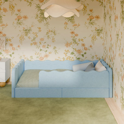 M31376PSB,Babyletto Kids,Rizo Montessori-Inspired Twin Bed in Performance Sky Boucle