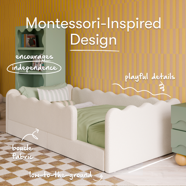 M31376PWB,Babyletto Kids,Rizo Montessori-Inspired Twin Bed in Performance Ivory Boucle