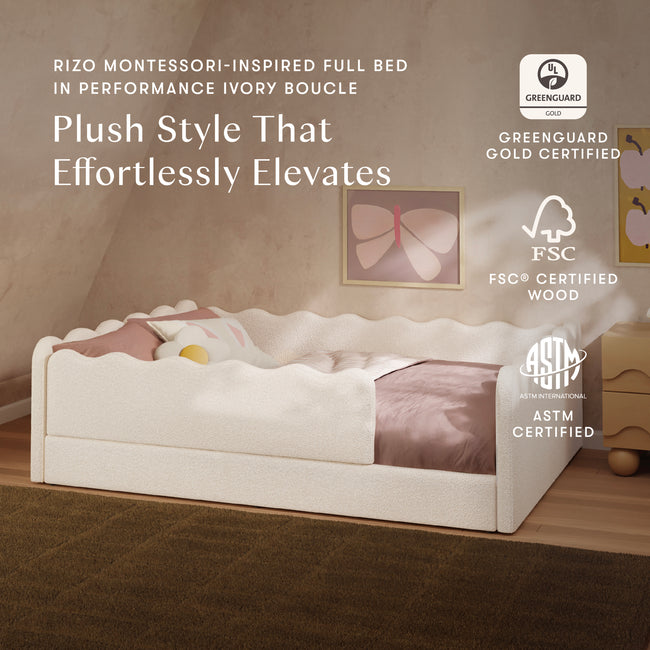 M31389PWB,Babyletto Kids,Rizo Montessori-Inspired Full Bed in Performance Ivory Boucle