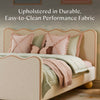 M31396PWBTAN,Babyletto Kids,Rizo Full Bed in Performance Ivory Boucle w/ VTan Leather Piping