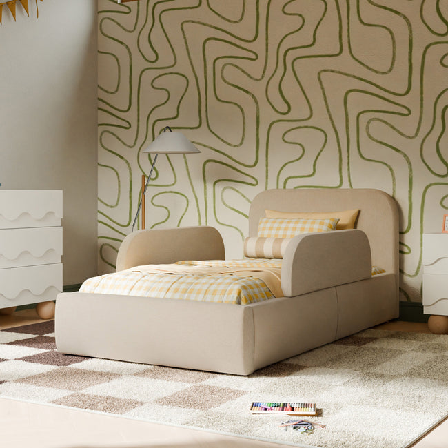M31399PBEW,Babyletto Kids,Upholstered Twin/Full Bed Guardrail in Performance Beach Eco-Weave
