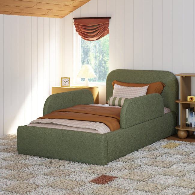 M31399POB,Babyletto Kids,Upholstered Twin/Full Bed Guardrail in Performance Olive Boucle