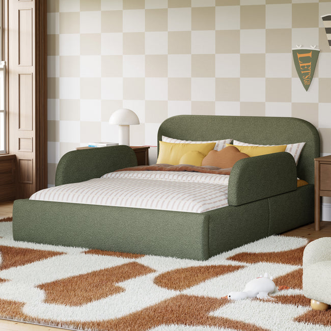 M31399POB,Babyletto Kids,Upholstered Twin/Full Bed Guardrail in Performance Olive Boucle