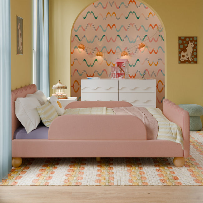 M31399PRSB,Babyletto Kids,Upholstered Twin/Full Bed Guardrail in Performance Rose Boucle