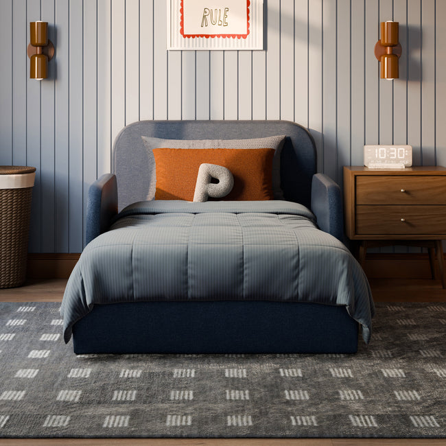 M31399PVET,Babyletto Kids,Upholstered Twin/Full Bed Guardrail in Performance Navy Eco-Twill