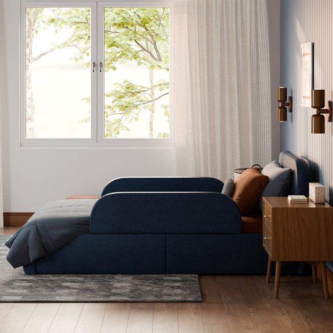 M31399PVET,Babyletto Kids,Upholstered Twin/Full Bed Guardrail in Performance Navy Eco-Twill