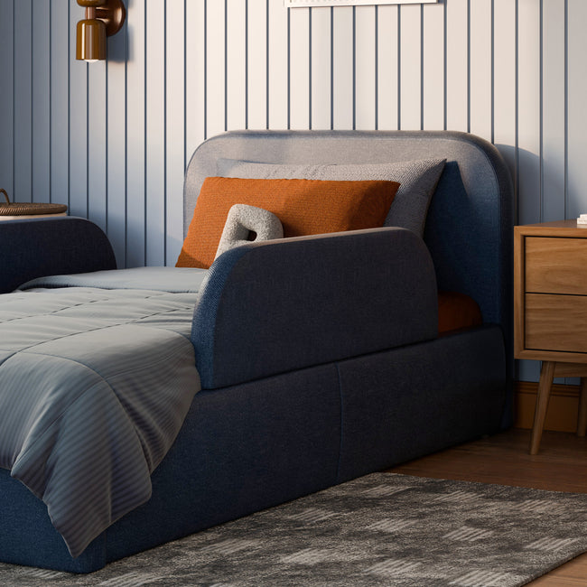 M31399PVET,Babyletto Kids,Upholstered Twin/Full Bed Guardrail in Performance Navy Eco-Twill