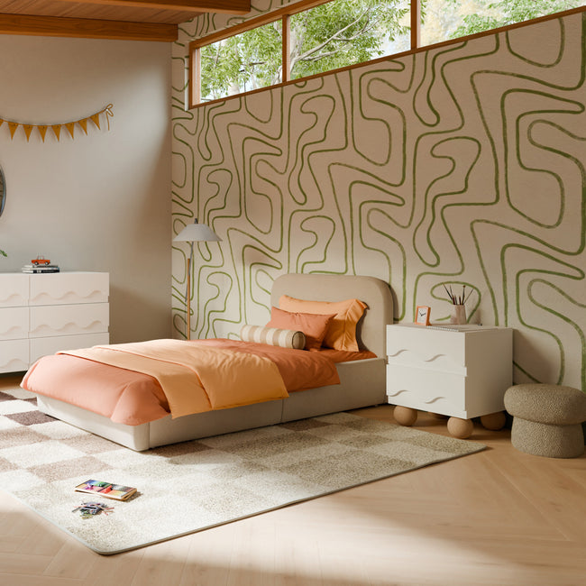 M31585LT,Babyletto Kids,Mini Mushroom Pouf in Latte Teddy Loop