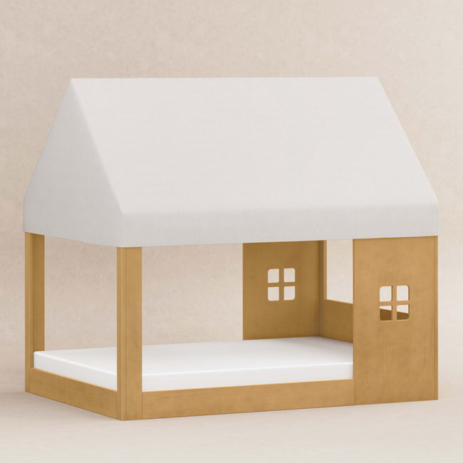 M32859FCS,Babyletto Kids,Uchi Montessori-Inspired House Full Bed Canopy in Fog Chatham Stripe Eco-Weave