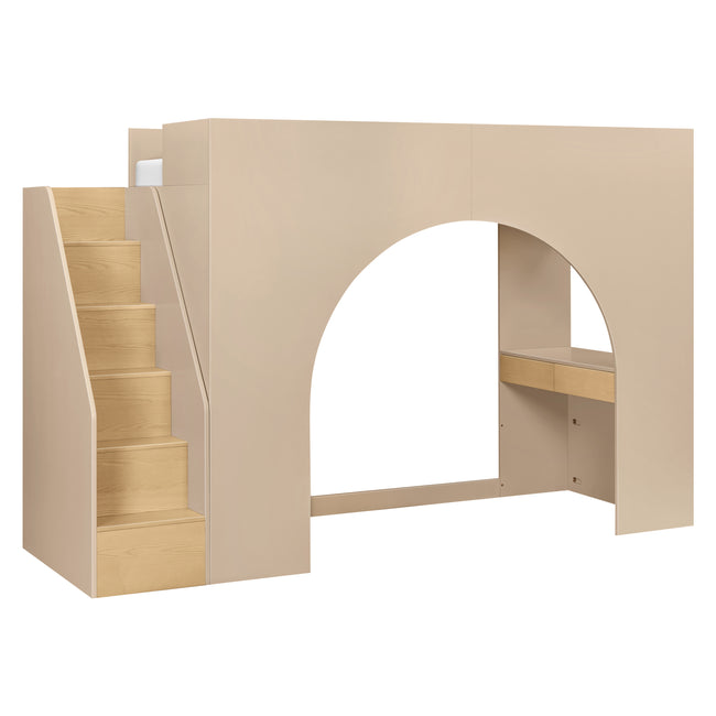 M32971TPESH,Babyletto Kids,Moab Stair Loft Bed in Taupe/Ash