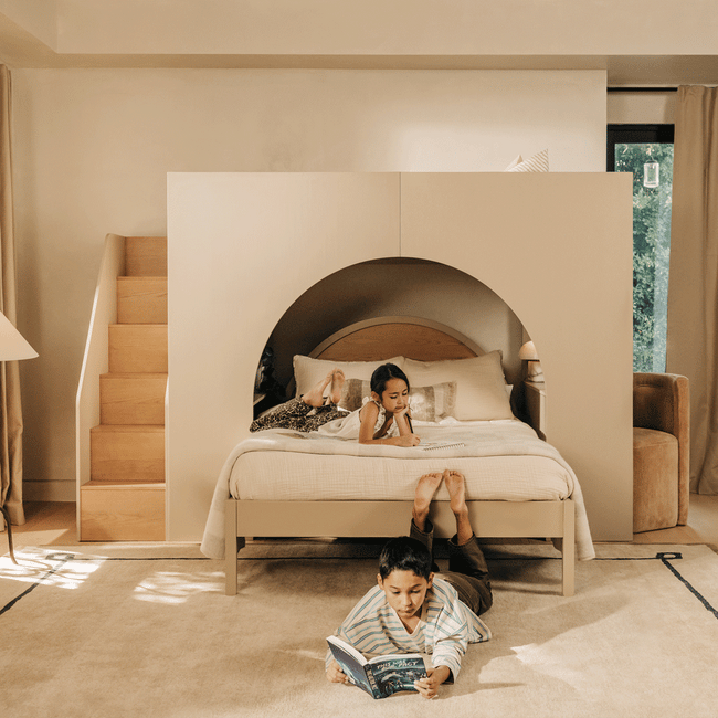 M32971TPESH,Babyletto Kids,Moab Stair Loft Bed in Taupe/Ash