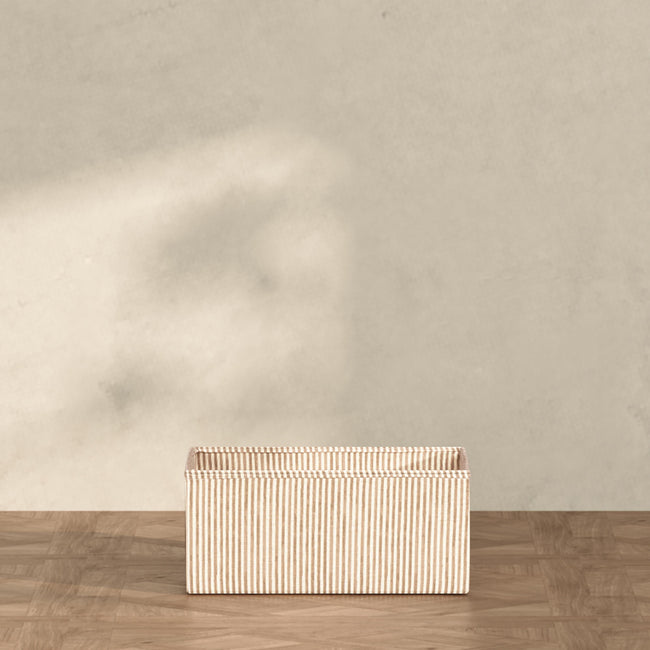 M333100BSC,Babyletto,Nate Berkus x Babyletto Fabric Accessory Bin in Perf Bronze Stripe Eco-Crossweave
