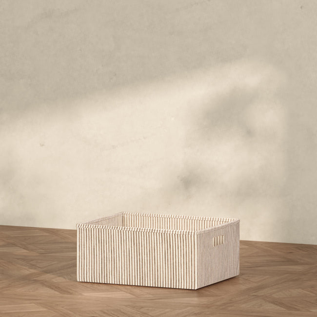 M333100BSC,Babyletto,Nate Berkus x Babyletto Fabric Accessory Bin in Perf Bronze Stripe Eco-Crossweave