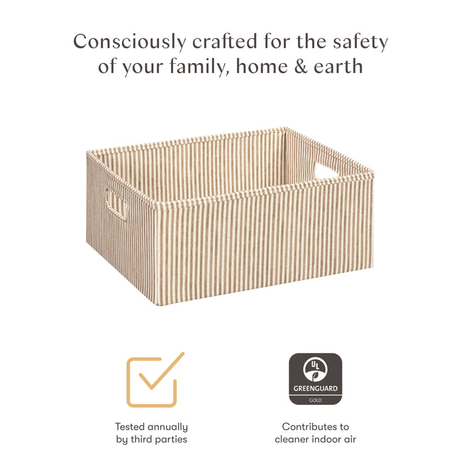 M333100BSC,Babyletto,Nate Berkus x Babyletto Fabric Accessory Bin in Perf Bronze Stripe Eco-Crossweave