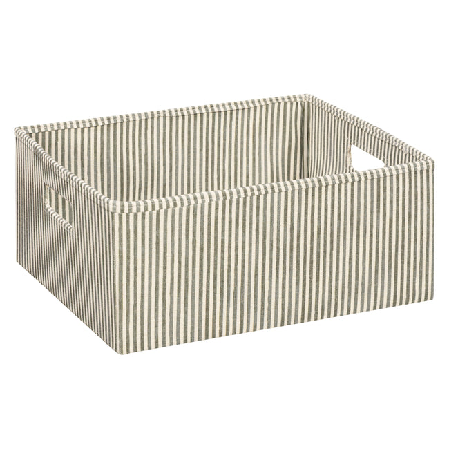 M333100OSC,Babyletto,Nate Berkus x Babyletto Fabric Accessory Bin in Perf Olive Stripe Eco-Crossweave