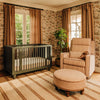 M33385BSCTF,Babyletto,Nate Berkus x Babyletto Astre Ottoman in Perf Bronze Stripe Eco-Crossweave w/Toffee feet