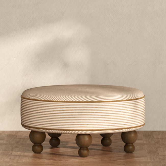 M33385BSCTF,Babyletto,Nate Berkus x Babyletto Astre Ottoman in Perf Bronze Stripe Eco-Crossweave w/Toffee feet