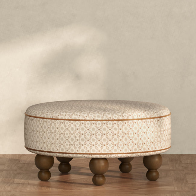 M33385BSRCTF,Babyletto,Nate Berkus x Babyletto Astre Ottoman in Perf Bronze Star Eco-Crossweave w/Toffee feet