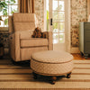 M33385BSRCTF,Babyletto,Nate Berkus x Babyletto Astre Ottoman in Perf Bronze Star Eco-Crossweave w/Toffee feet